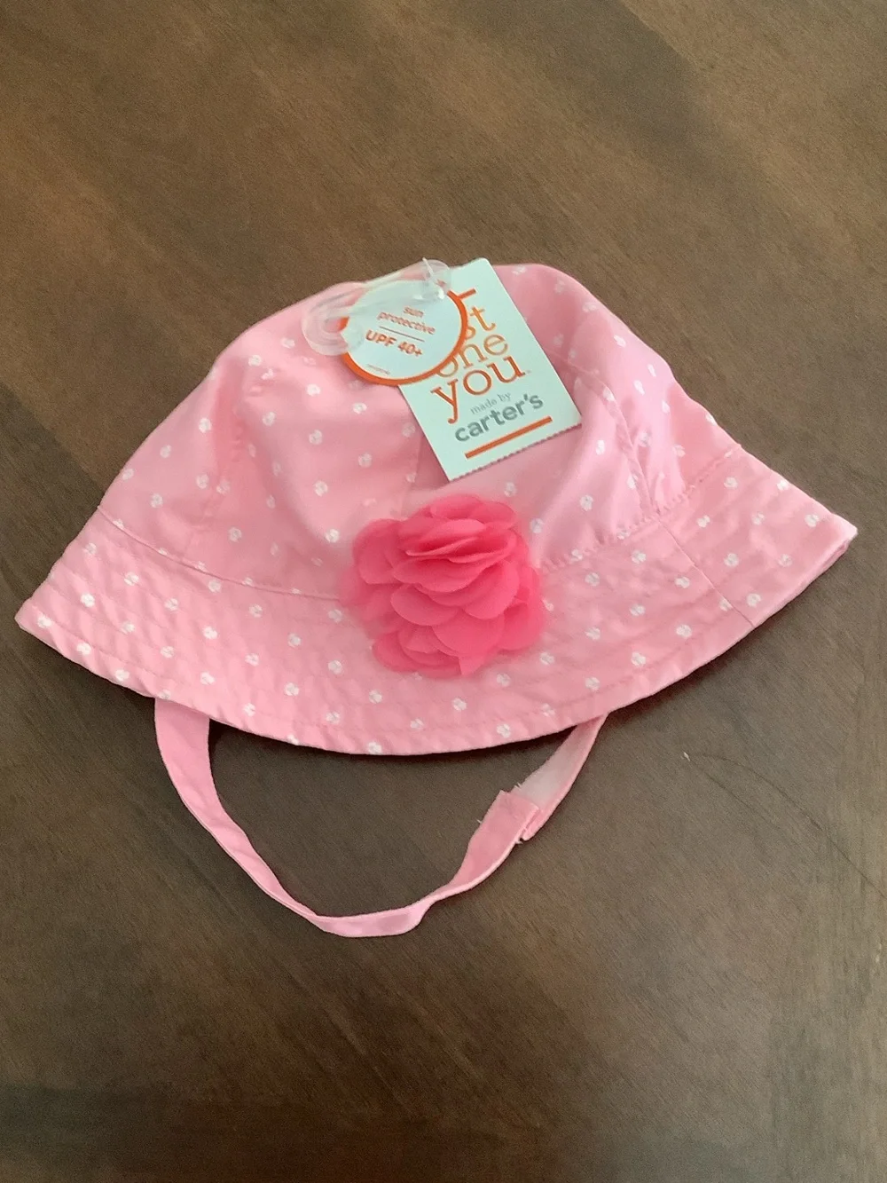 Carter's Light Pink Top with Pink Sun Hat, Hot Pink Beanie & Pastel Socks